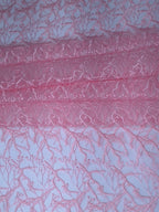 Tul Bordado Diseño Floral Con Ramajes Color Rosa -HH175 — Palacio Glamour