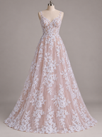 Tul bordado floral color Blanco - HH207 para vestidos de noche, boda y XV años — Palacio Glamour