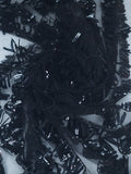 Tul Bordado Con Textura De Flequillos en Lentejuela Color Negro -HH209 — Palacio Glamour