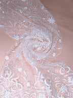 Tul bordado color hueso H099 — Palacio Glamour
