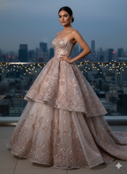 Tul bordado color oro H129 — Palacio Glamour