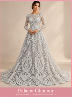 Tul Bordado HH278 por metro · BLANCO · Vestido de inspiración creado con IA a partir de la tela