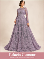 Tul Bordado HH278 por metro · LILA · Vestido de inspiración creado con IA a partir de la tela