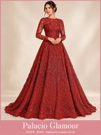Tul Bordado HH278 por metro · ROJO · Vestido de inspiración creado con IA a partir de la tela