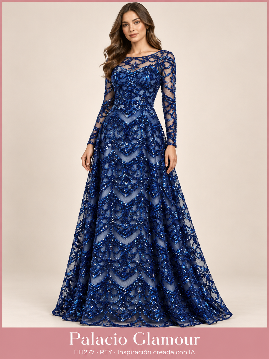 Tul Bordado HH277 por metro · REY · Vestido de inspiración creado con IA a partir de la tela