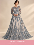 Tul Bordado HH277 por metro · CIELO · Vestido de inspiración creado con IA a partir de la tela
