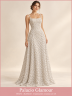 Tul Bordado HH274 por metro BLANCO · Vestido de inspiración creado con IA