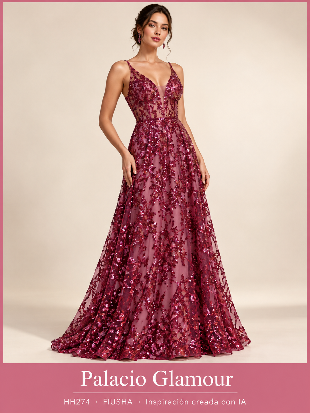 Tul Bordado HH274 por metro FIUSHA · Vestido de inspiración creado con IA
