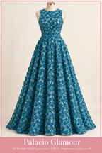 Tul Bordado HH274 por metro CIELO · Vestido de inspiración creado con IA