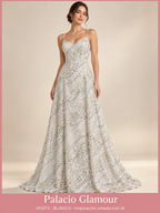 Tul Bordado HH273 por metro BLANCO · Vestido de inspiración creado con IA