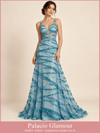 Tul Bordado HH273 por metro CIELO · Vestido de inspiración creado con IA