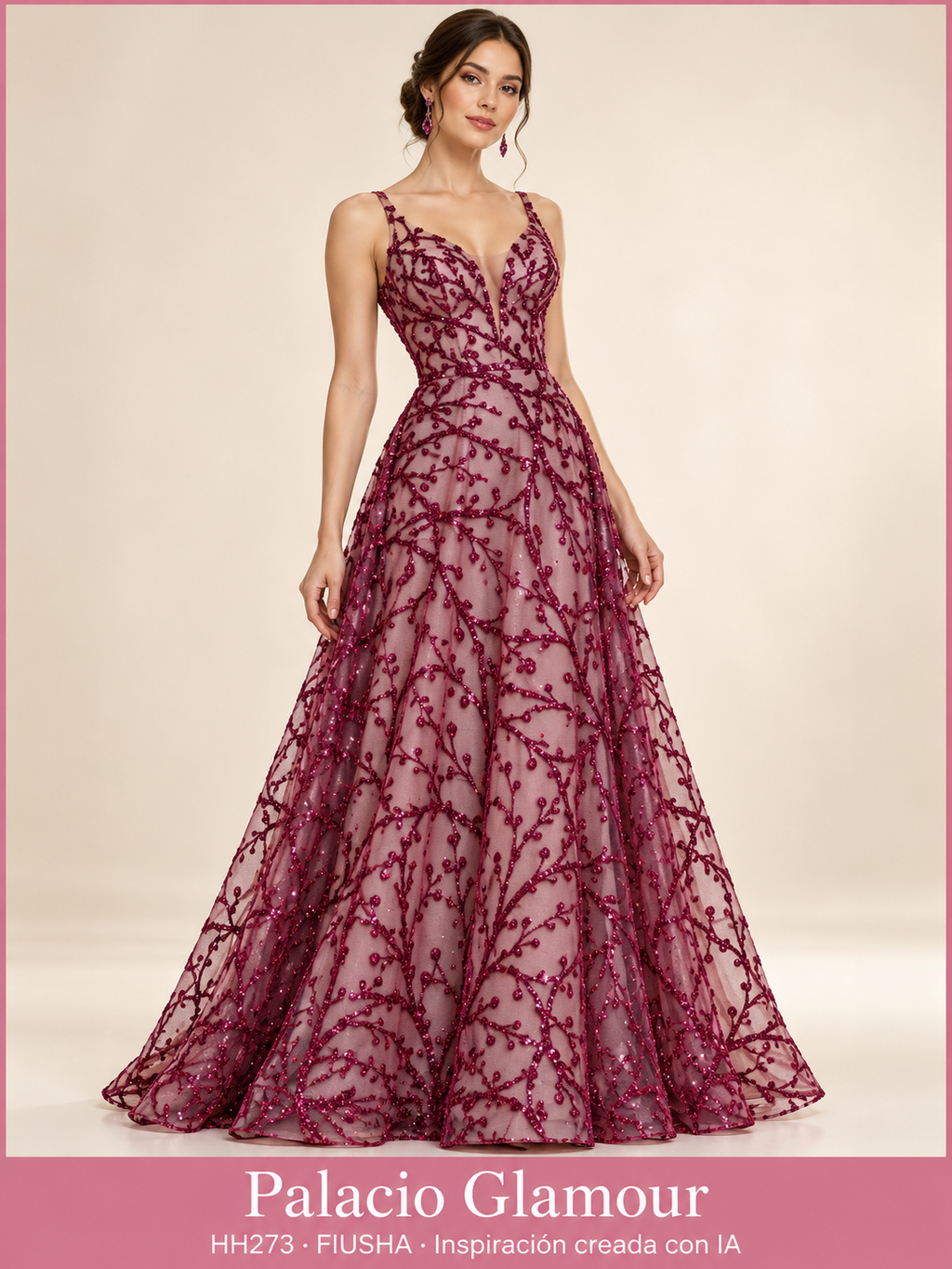 Tul Bordado HH273 por metro FIUSHA · Vestido de inspiración creado con IA