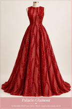 Tul Bordado HH273 por metro ROJO · Vestido de inspiración creado con IA
