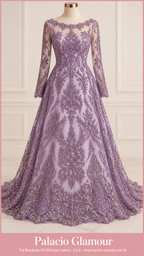 Tul Bordado HH254 por metro LILA · Vestido de inspiración creado con IA