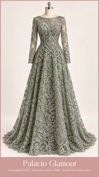 Tul bordado HH252 · Todos sus colores SAGE · Vestido de inspiración creado con IA