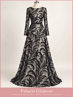 Tul Bordado HH228 por metro NEGRO · Vestido de inspiración creado con IA