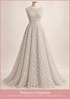 Tul bordado HH226 · Todos sus colores HUESO · Vestido de inspiración creado con IA