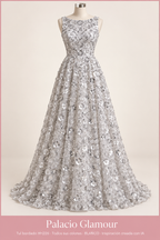Tul bordado HH226 · Todos sus colores BLANCO · Vestido de inspiración creado con IA