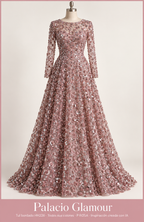 Tul bordado HH226 · Todos sus colores P ROSA · Vestido de inspiración creado con IA