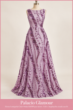 Fiesta Lentejuela Color Ondas HH199 por metro LILA · Vestido de inspiración creado con IA