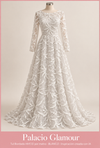 Tul Bordado HH172 por metro BLANCO · Vestido de inspiración creado con IA