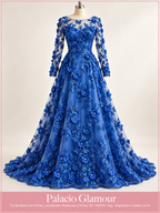 Tul Bordado Con Perlas, Lentejuelas, Mariposas y Flores 3D - HH275 Rey · Vestido de inspiración creado con IA