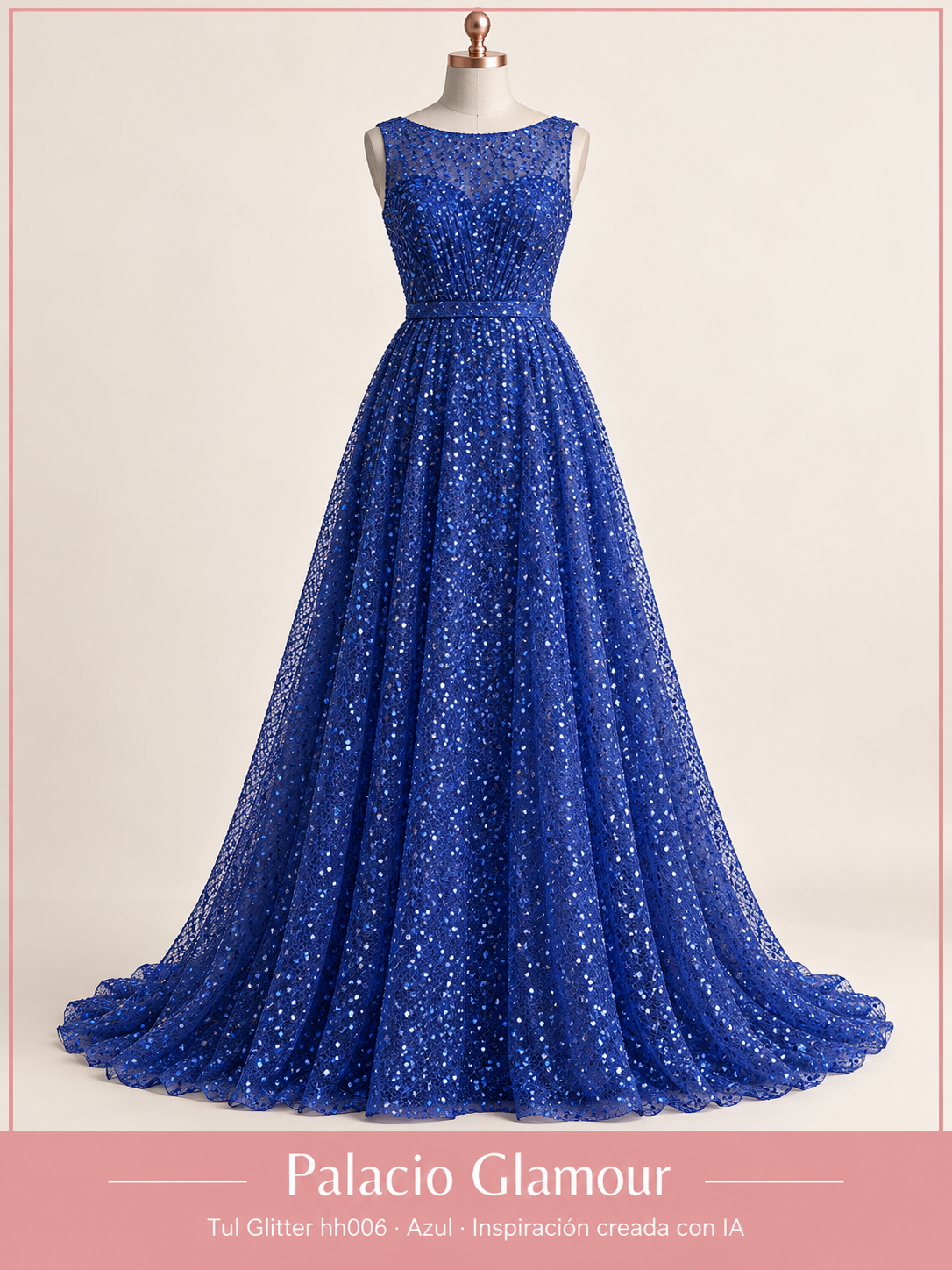 Tul Glitter hh006 Azul · Vestido de inspiración creado con IA