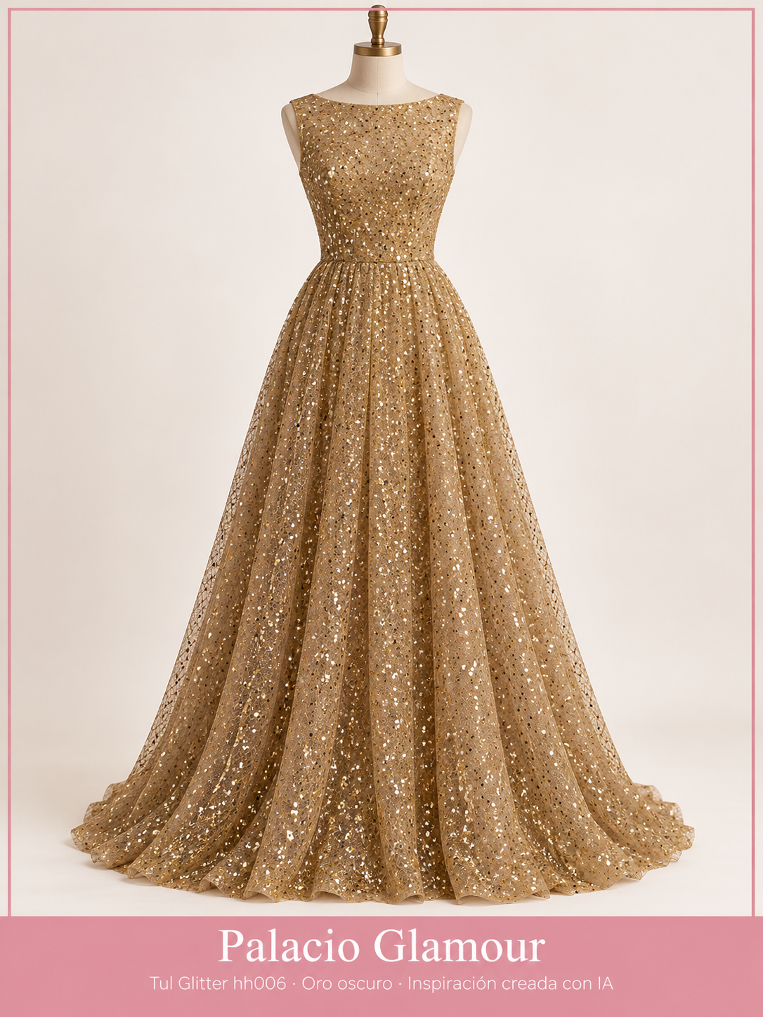 Tul Glitter hh006 Oro oscuro · Vestido de inspiración creado con IA
