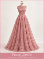 Tul Glitter hh006 Palo de rosa · Vestido de inspiración creado con IA