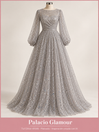 Tul Glitter hh006 Plateado · Vestido de inspiración creado con IA