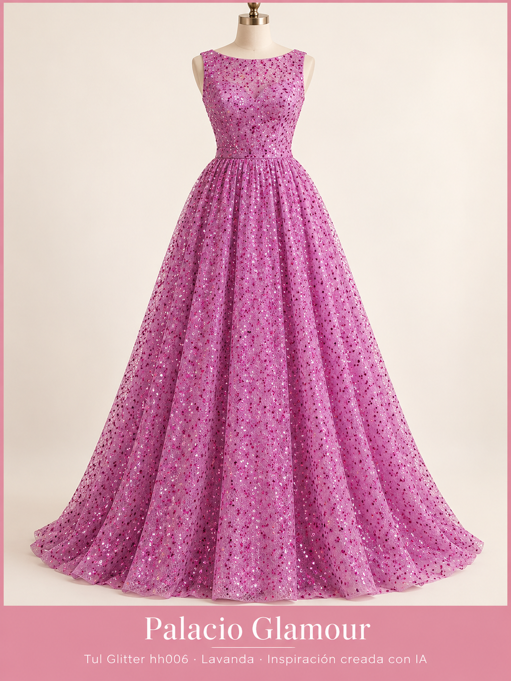 Tul Glitter hh006 Lavanda · Vestido de inspiración creado con IA