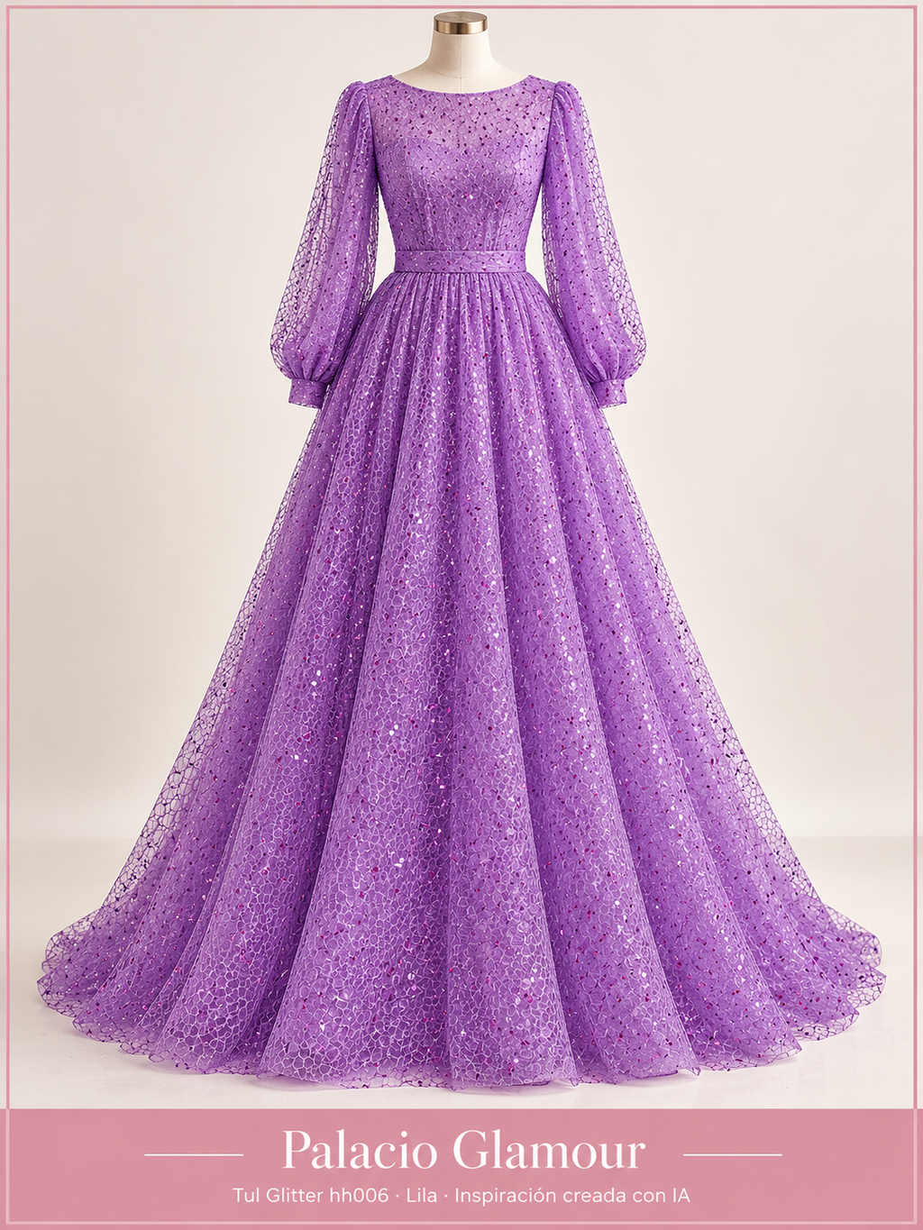 Tul Glitter hh006 Lila · Vestido de inspiración creado con IA
