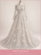 Tul bordado hh237 · Todos sus colores Hueso · Vestido de inspiración creado con IA