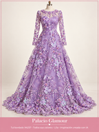Tul bordado hh237 · Todos sus colores LIla · Vestido de inspiración creado con IA