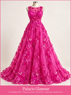 Tul bordado hh237 · Todos sus colores Rosa Ciber · Vestido de inspiración creado con IA