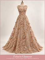 Tul bordado hh237 · Todos sus colores Arena · Vestido de inspiración creado con IA