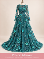 Tul bordado hh237 · Todos sus colores Verde · Vestido de inspiración creado con IA