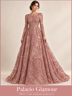 Tul bordado HH239 · Todos sus colores · Coral · Vestido de inspiración creado con IA a partir de la tela