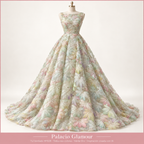 Tul bordado HH028 · Todos sus colores Verde Oro · Vestido de inspiración creado con IA