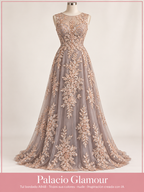 Tul bordado A948 · Todos sus colores nude · Vestido de inspiración creado con IA