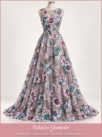 Tul bordado A671 · Todos sus colores Nude Morado · Vestido de inspiración creado con IA