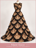Tul bordado A610 · Todos sus colores cobre · Vestido de inspiración creado con IA