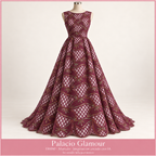 FR890 MORADO · Vestido ilustrativo creado con IA a partir de la tela real · Palacio Glamour · Se vende tela por metro