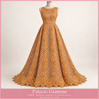 FR890 NARANJA · Vestido ilustrativo creado con IA a partir de la tela real · Palacio Glamour · Se vende tela por metro