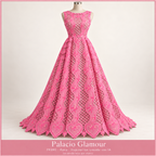 FR890 ROSA · Vestido ilustrativo creado con IA a partir de la tela real · Palacio Glamour · Se vende tela por metro
