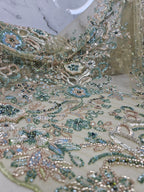 HH271 VERDE: fotografía real del tejido. Palacio Glamour. Se vende tela por metro.