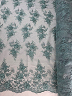 Tul Bordado Con Perlas, Lentejuelas, Mariposas y Flores 3D - HH275 — Palacio Glamour