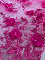 Tul Bordado Con Perlas, Lentejuelas, Mariposas y Flores 3D - HH275 — Palacio Glamour