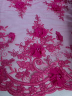 Tul Bordado Con Perlas, Lentejuelas, Mariposas y Flores 3D - HH275 — Palacio Glamour