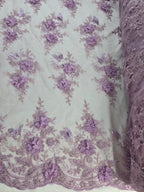 Tul Bordado Con Perlas, Lentejuelas, Mariposas y Flores 3D - HH275 — Palacio Glamour